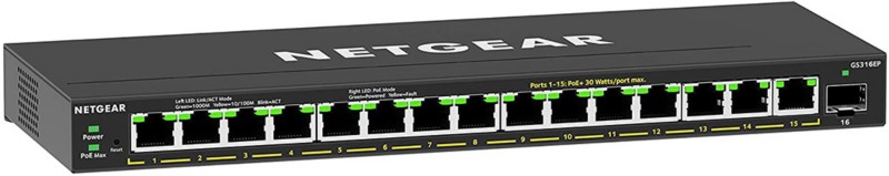 Thumbnail - NETGEAR GS316EP-100PES Netzwerk-Switch Managed Gigabit Ethernet (10/100/1000) Power over Ethernet (PoE) Schwarz