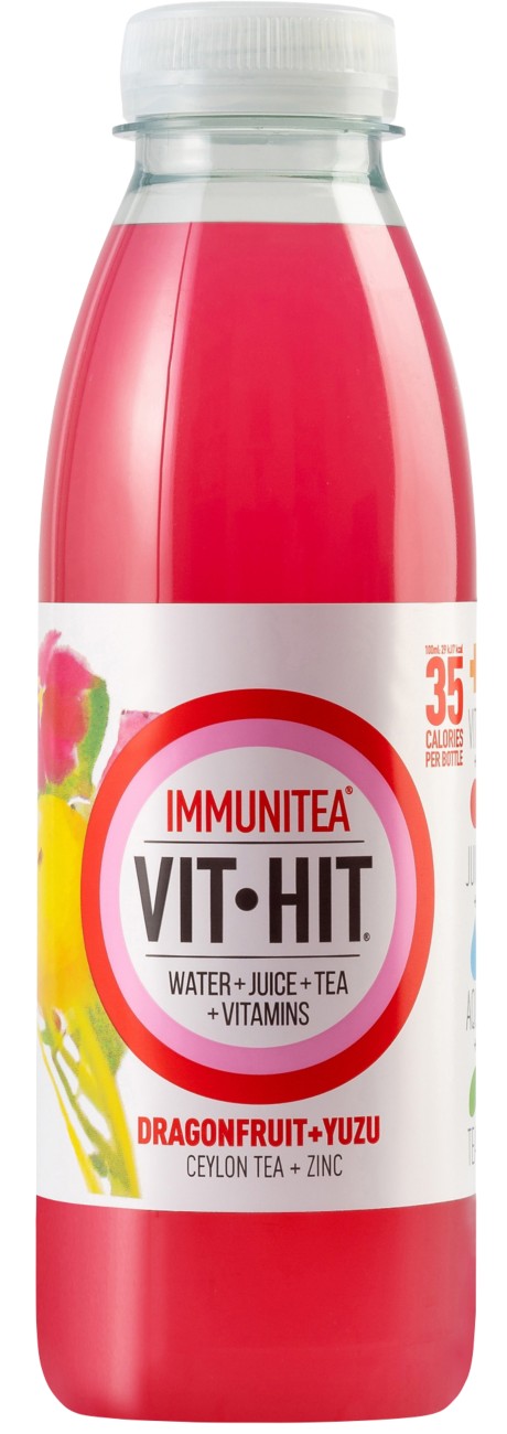 Vit Hit Immunitea Dragonfruit & Yuzu Vitamin Drink 12 Bottles Of 500 Ml