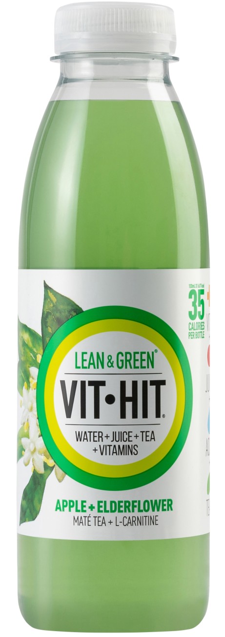Vit Hit Lean & Green Apple & Elderflower Vitamin Drink 12 Bottles Of 500 Ml