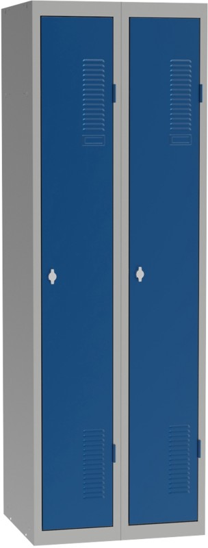 Metall Schließfach 2 Türen Schlüsselschloss 600 x 500 x 1.800 mm Grau