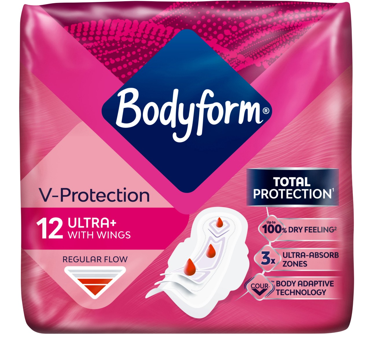 Bodyform Ultra Towels Sanitary Pads Regular Flow Pack Of 12