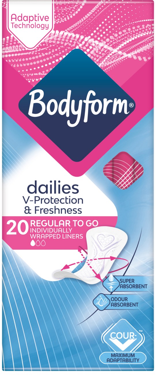 Bodyform Liners Sanitary Pads Discharge & Spotting Pack Of 20
