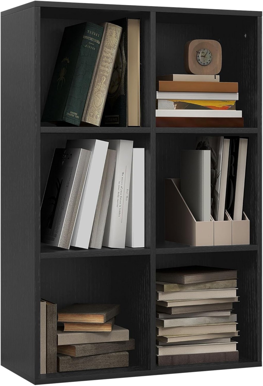 Portland 6 Storage Shelf Bookcase - Black - Image 6