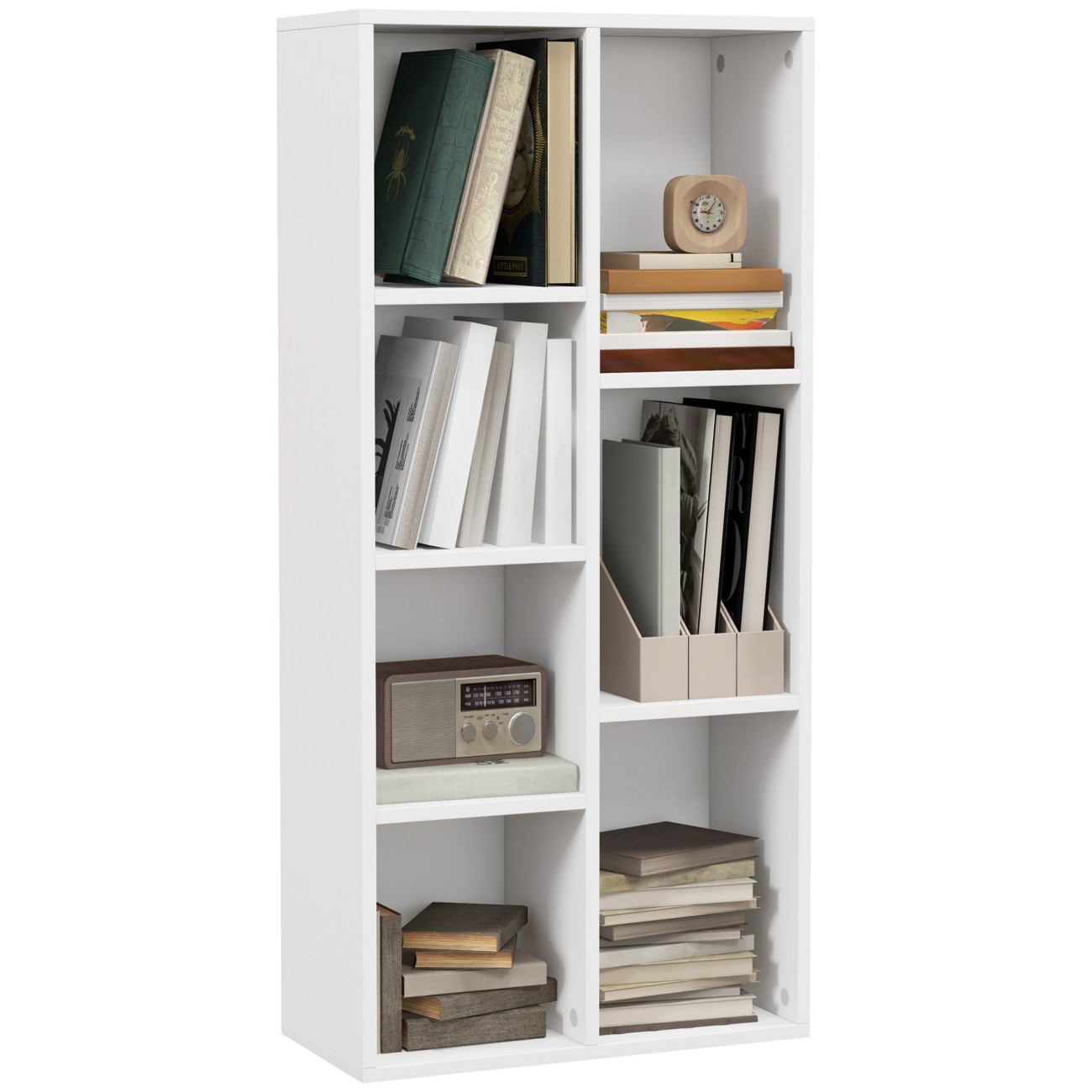 Bobobiy White Seven-Cube Bookcase - Wood Effect - Image 10