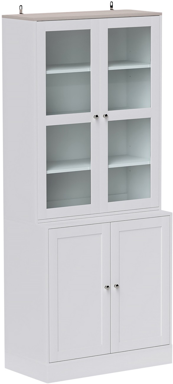 Rackhams White Modern Bookcase Display Storage Cabinet W/ Doors Adjustable Shelves - And Natural - Image 7