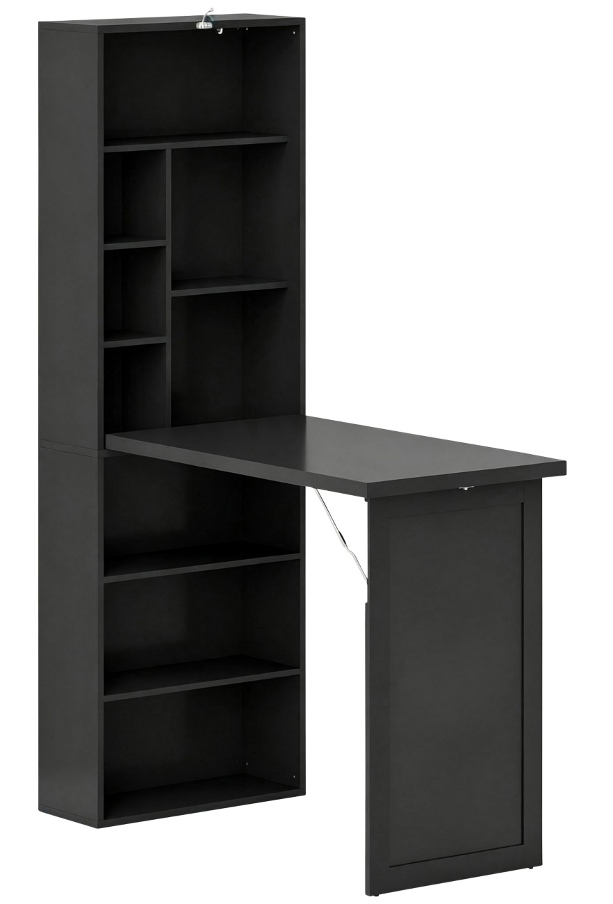 Rackhams Black Three-Part Work Desk, With Storage And Chalkboard - Image 7