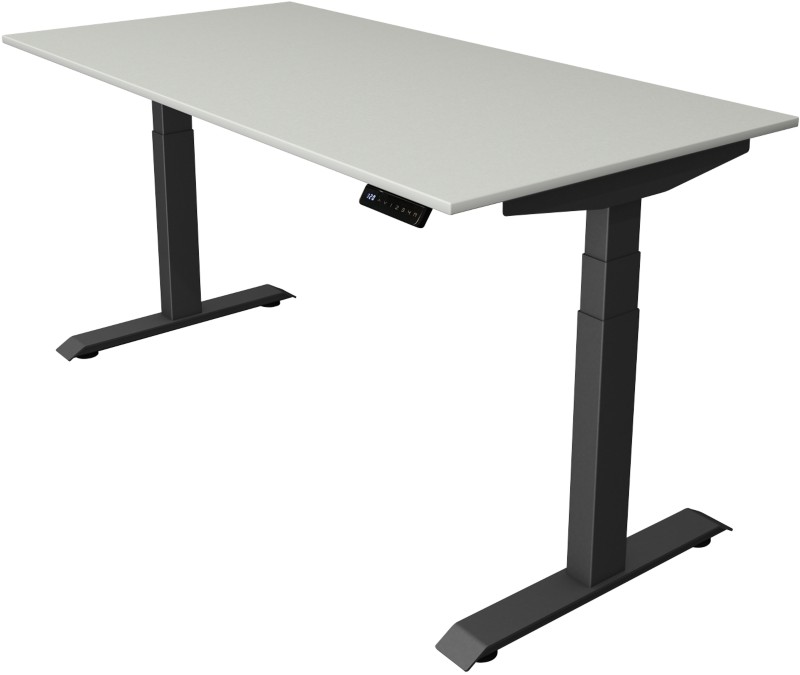 Kerkmann Elektronisch Höhenverstellbar Sitz-Stehschreibtisch Hellgrau T-Fuß 1.600 (B) x 800 (T) x 1.290 (H) mm Metall, H...