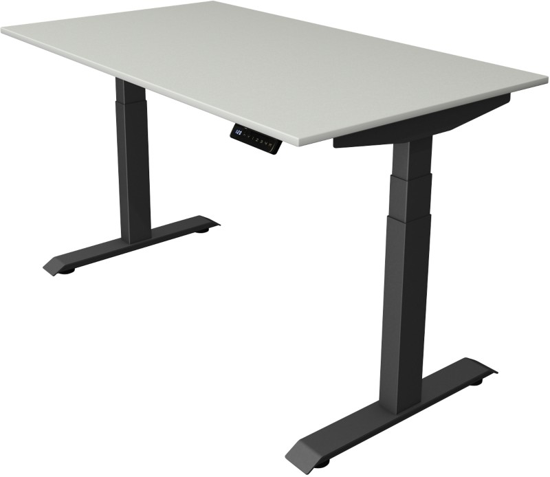 Kerkmann Elektronisch Höhenverstellbar Sitz-Stehschreibtisch Hellgrau T-Fuß 1.400 (B) x 800 (T) x 1.290 (H) mm Metall, H...
