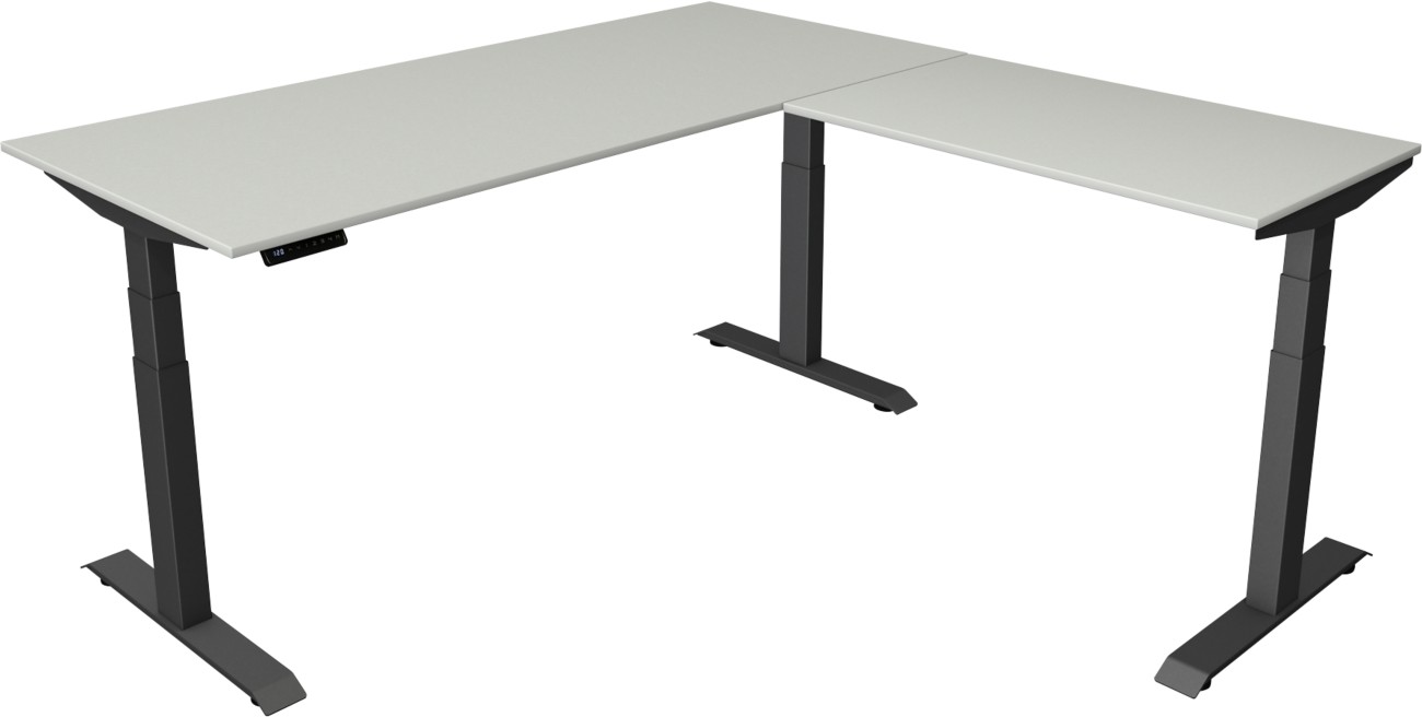 Kerkmann Elektronisch Höhenverstellbar Sitz-Stehschreibtisch Hellgrau T-Fuß 1.800 (B) x 1.800 (T) x 1.290 (H) mm Metall,...