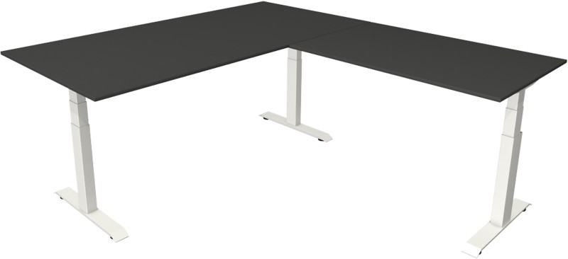 Kerkmann Elektronisch Höhenverstellbar Sitz-Stehschreibtisch Anthrazit T-Fuß 2.000 (B) x 2.200 (T) x 1.290 (H) mm Metall...