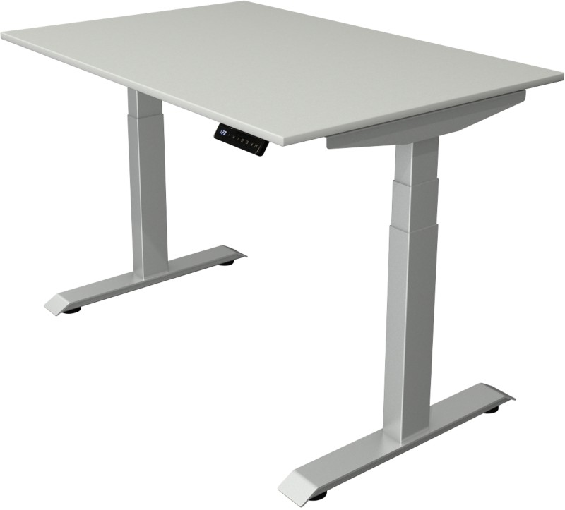 Kerkmann Elektronisch Höhenverstellbar Sitz-Stehschreibtisch Hellgrau T-Fuß 1.200 (B) x 800 (T) x 1.290 (H) mm Metall, H...