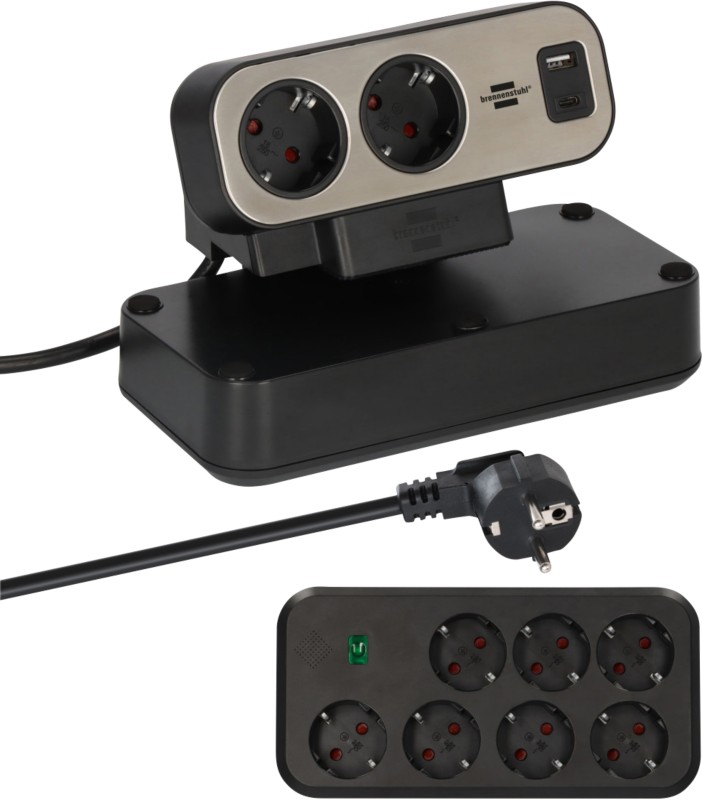 Thumbnail - brennenstuhl Estilo Duplex Tisch-Steckdosenleiste 9-fach mit USB-C Power Delivery für Schnellladen, 1x USB-C, 1x USB-A, ...