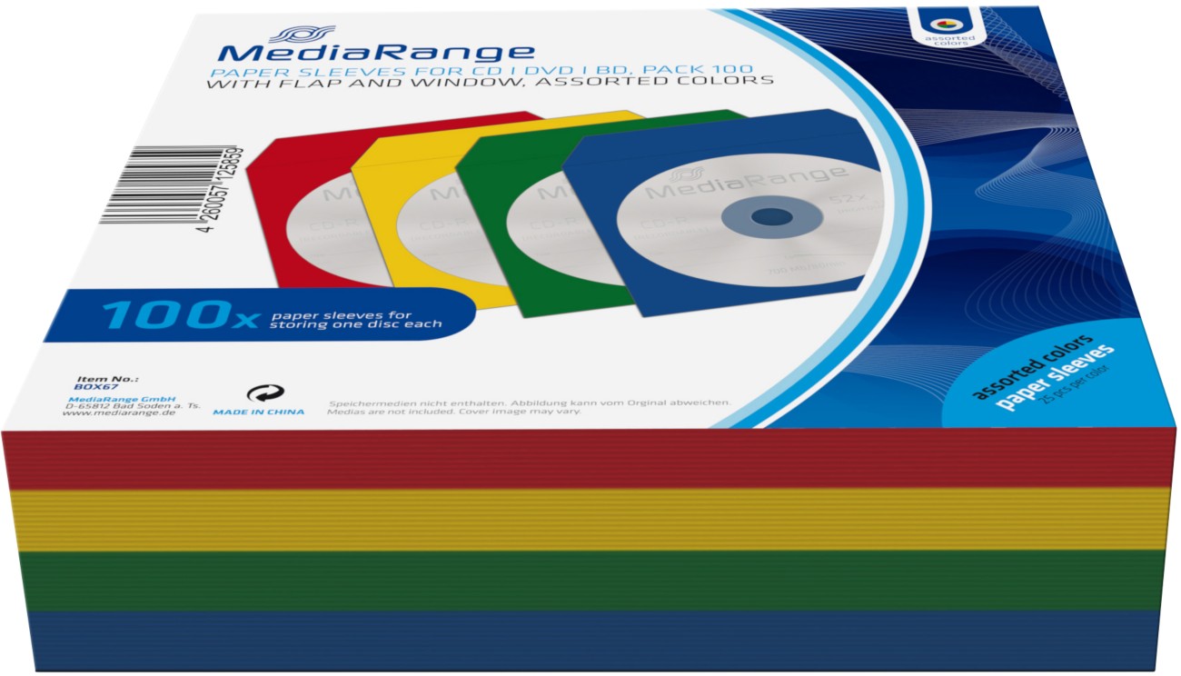 MediaRange CD/DVD-Schutzhüllen 100 Stück