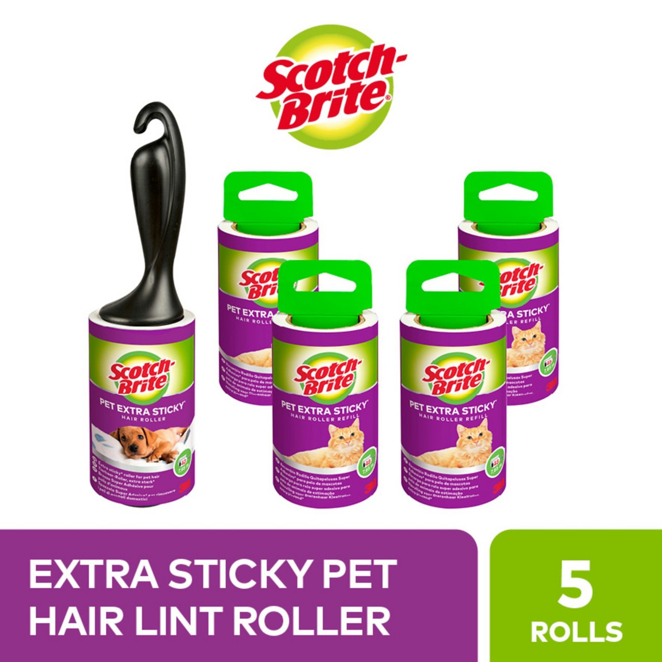 Scotch-Brite Pet Extra Sticky Lint Roller Black, White Set