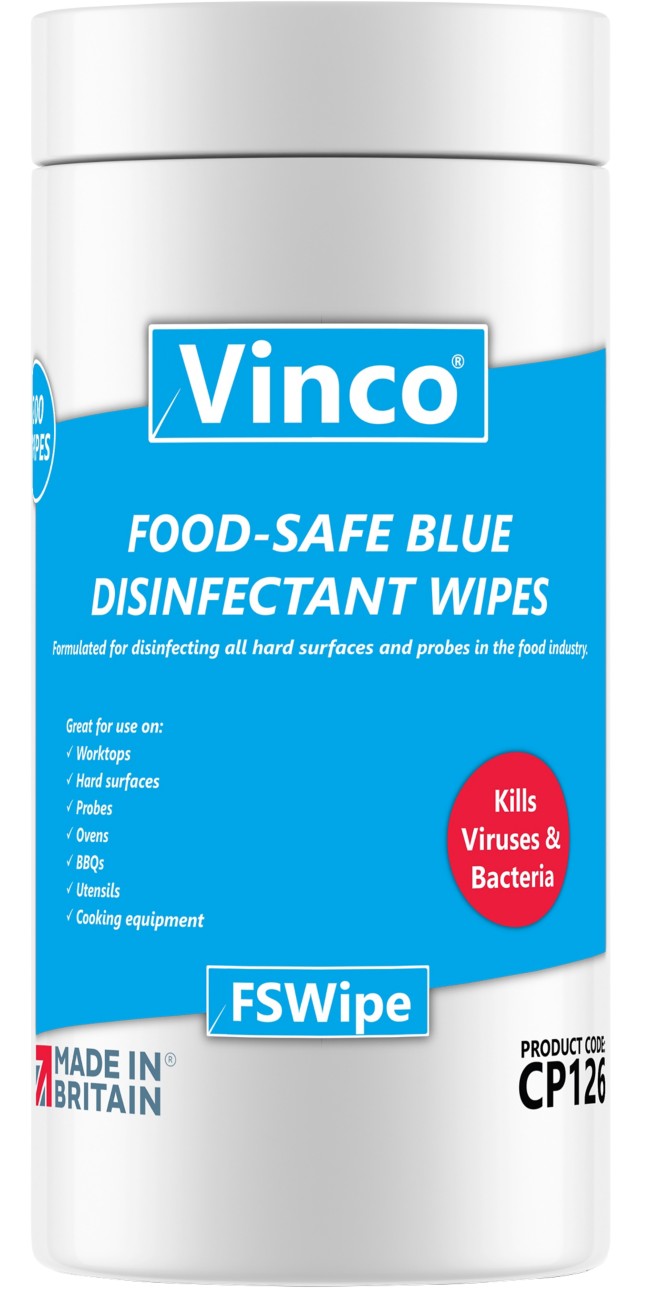 Vinco Fswipe Food Safe Blue Disinfectant Wipes Cp126 Pack Of 200