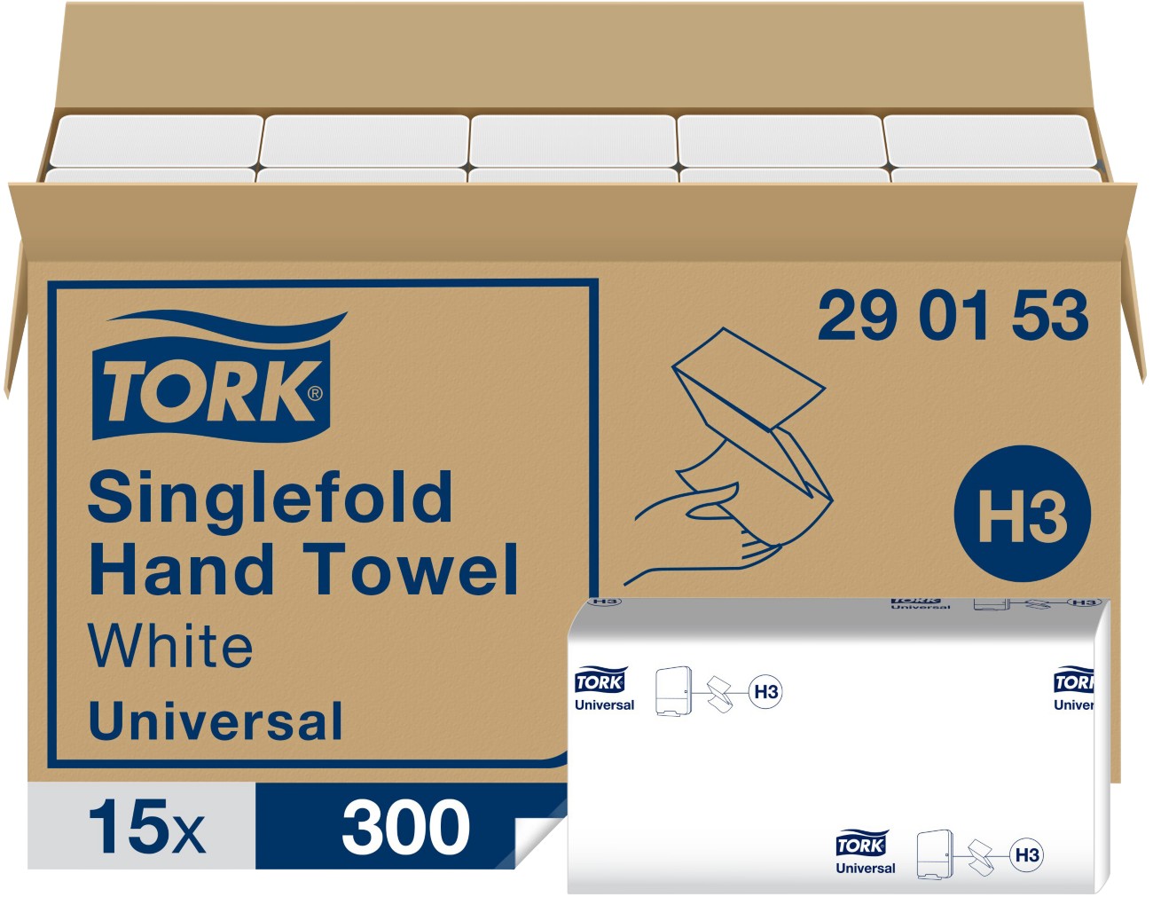 Tork 2-Ply Hand Towel Singlefold Universal (Pack of 15) - Image 3
