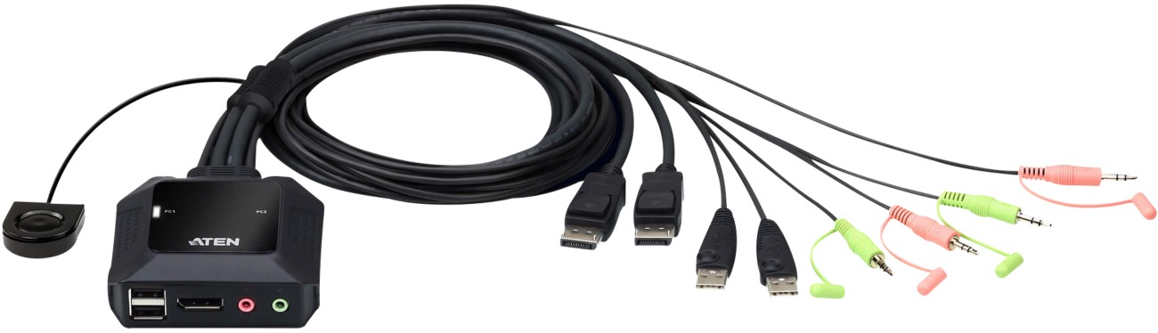 Aten Kvm Switch Displayport Male Usb A Male Black