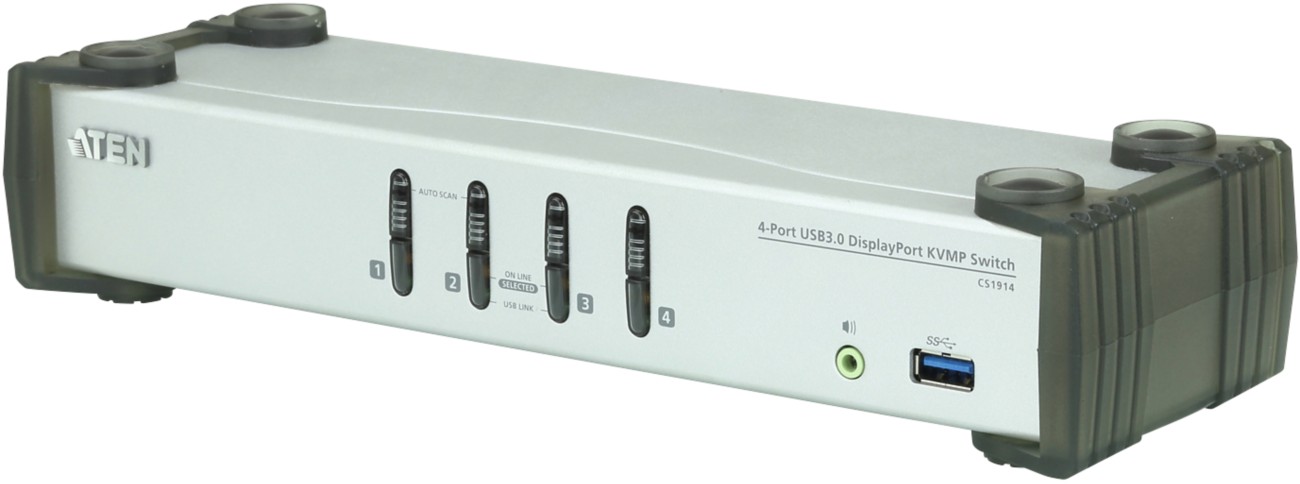 Aten 4-Port Usb 3.0 Displayport Kvmp Switch (Cables Included)