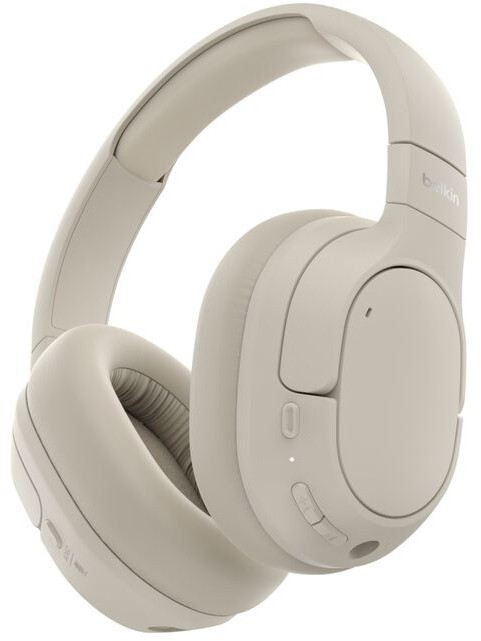 Belkin Soundform Wireless Headphones Over-The-Ear With Bluetooth Active Noise Cancelling With Microphone Sand