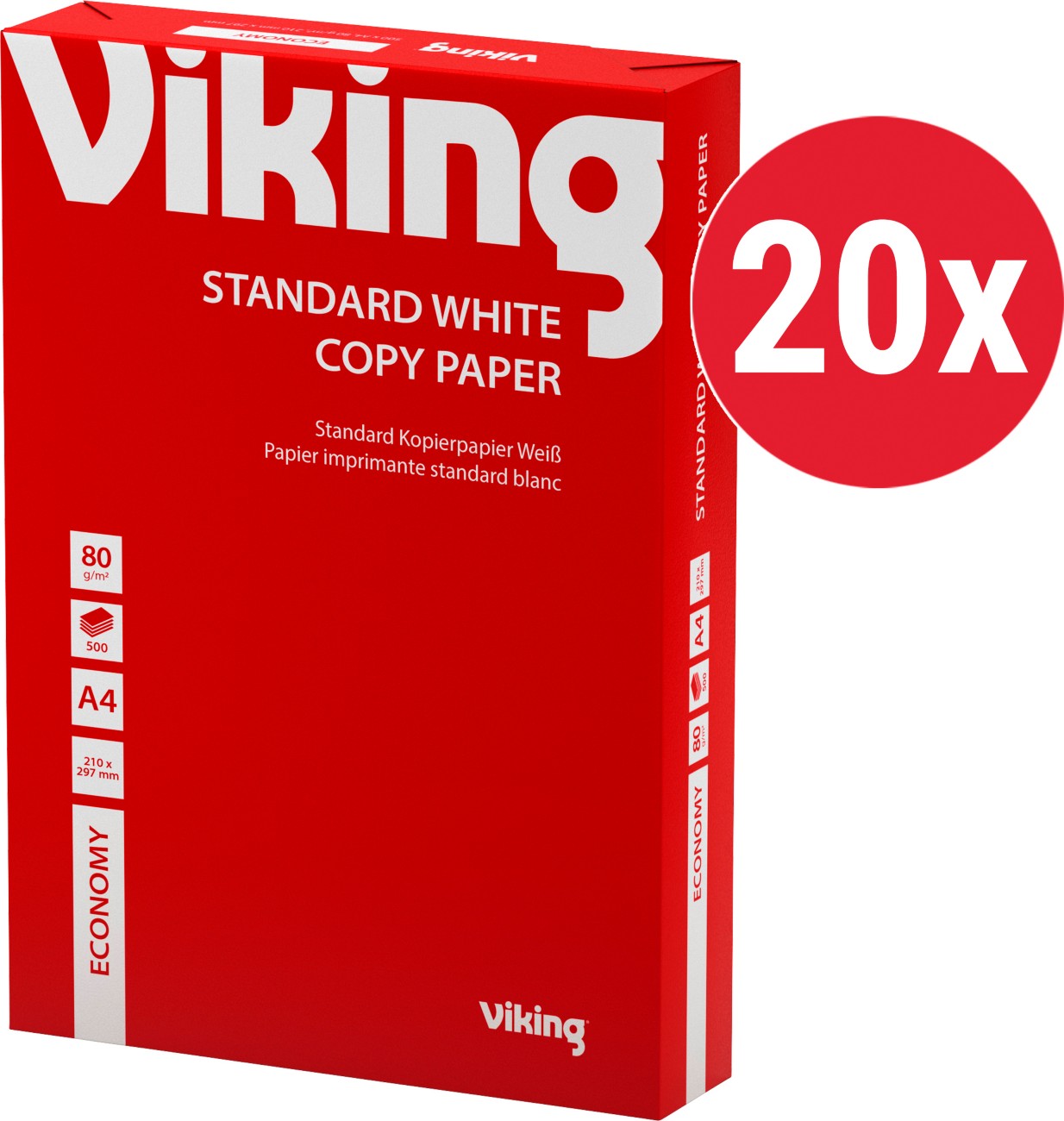 Viking Economy DIN A4 Druckerpapier 80 g/m² Weiß 146 CIE 20 Pack à 500 Blatt