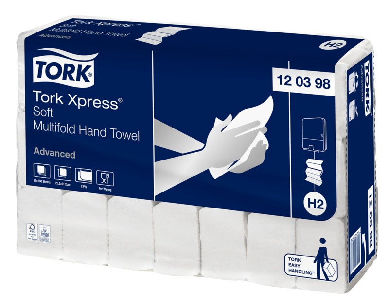 Tork Xpress Advanced Papierhandtücher H2 M-falz Weiß 2-lagig 120398 21 Stück à 180 Blatt