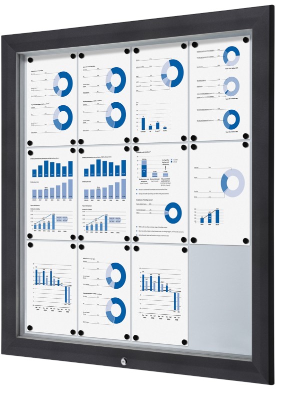 Thumbnail - SHOWDOWN Abschließbarer Schaukasten Magnetisch 102,5 (B) x 106,7 (H) cm Anthrazit 12 x DIN A4