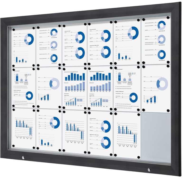 SHOWDOWN Abschließbarer Schaukasten Magnetisch 146,5 (B) x 106,7 (H) cm Anthrazit 18 x DIN A4