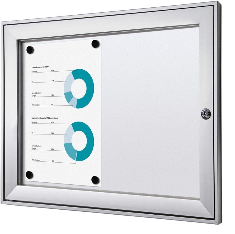 Thumbnail - SHOWDOWN Abschließbarer Schaukasten Magnetisch 52,1 B x 38,8 H cm Silber 2 x DIN A4