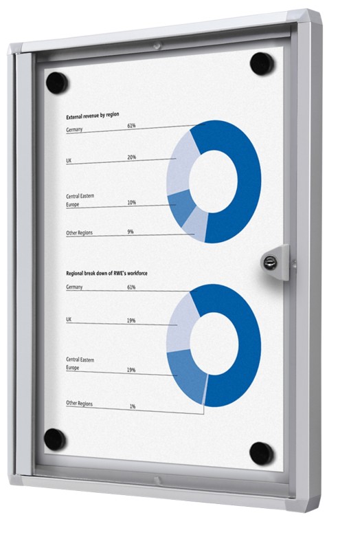 SHOWDOWN Abschließbarer Schaukasten Magnetisch 27,1 B x 35 H cm Silber 1 x DIN A4