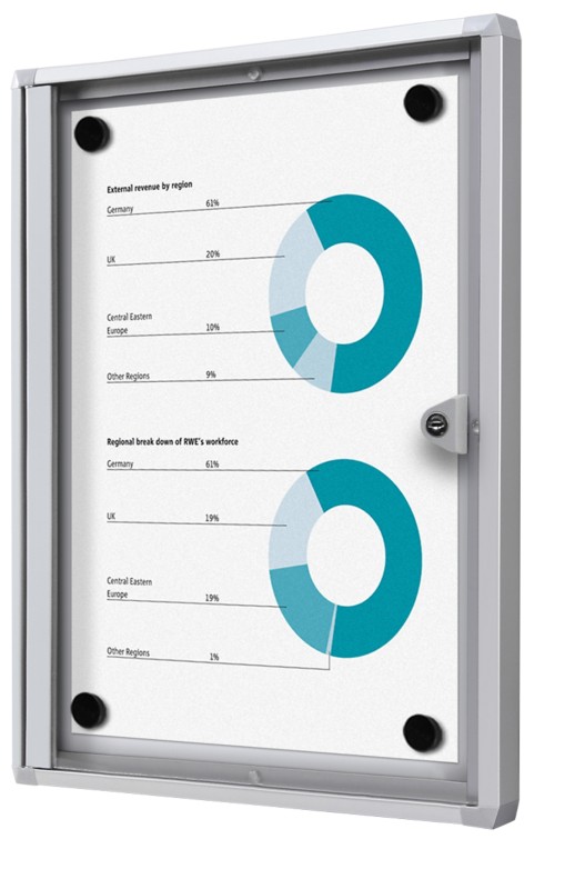 SHOWDOWN Abschließbarer Schaukasten Magnetisch 27,1 (B) x 35 (H) cm Silber 1 x DIN A4
