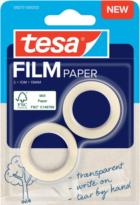 tesa Klebeband tesafilm 59216-00000 Transparent 19 mm (B) x 0,01 m (L) Papier 2 Rollen à 10 m