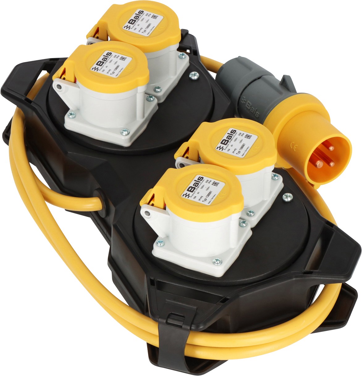 Brennenstuhl Power Station Cee 110V/16A Power Distributor H05vv-F 3G2.5 Cable 4-Way Cee Socket 2M Black