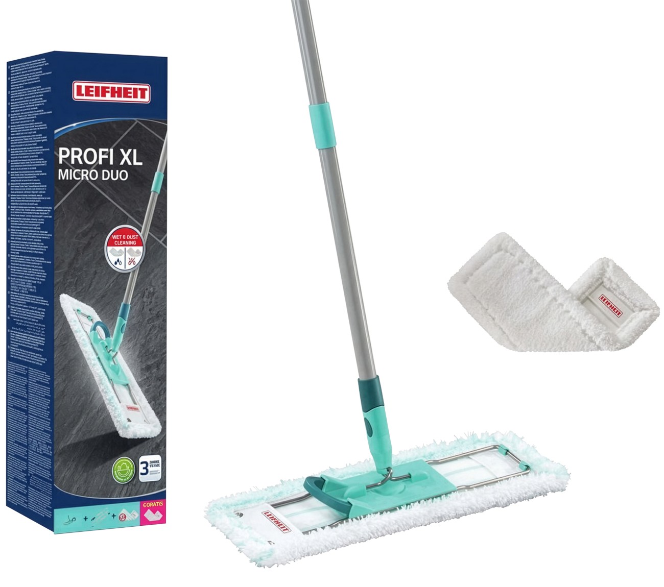 Thumbnail - Leifheit Profi XK Micro Duo Wischmopp-Starterkit Türkis 42 cm