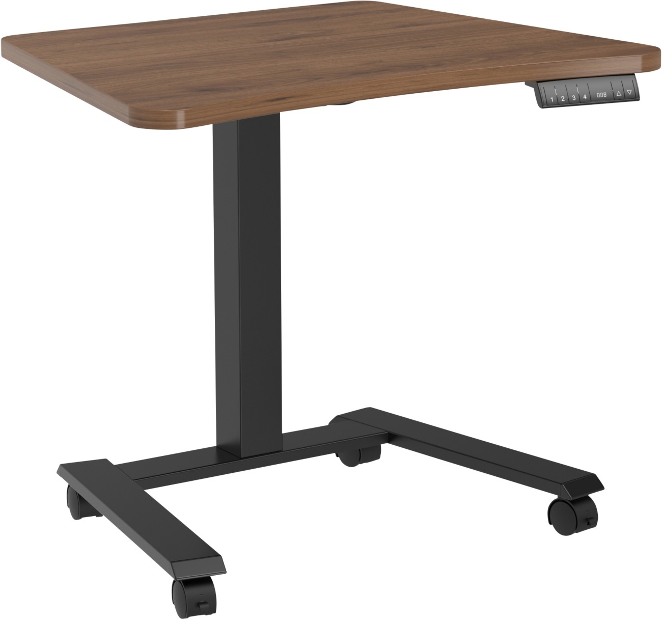 Viking Electronically Height Adjustable Sit Stand Desk Trapezoidal Walnut H-Frame 800 (W) X 600 (D) Mm Metal, Wood