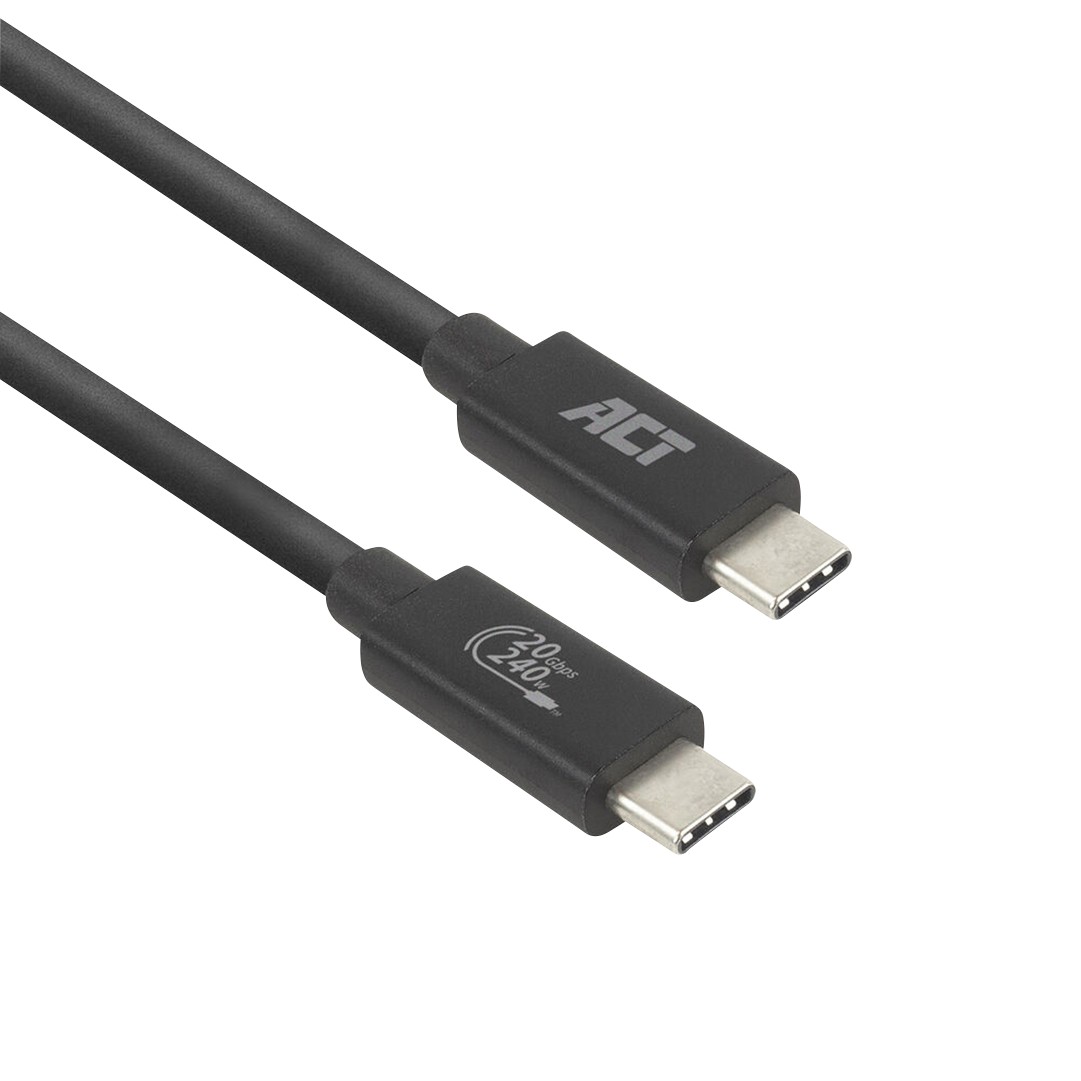 ACT USB-C-Kabel 2 m USB4 20 Gbit/s 240 W USB-IF-zertifiziert Schwarz 1273405