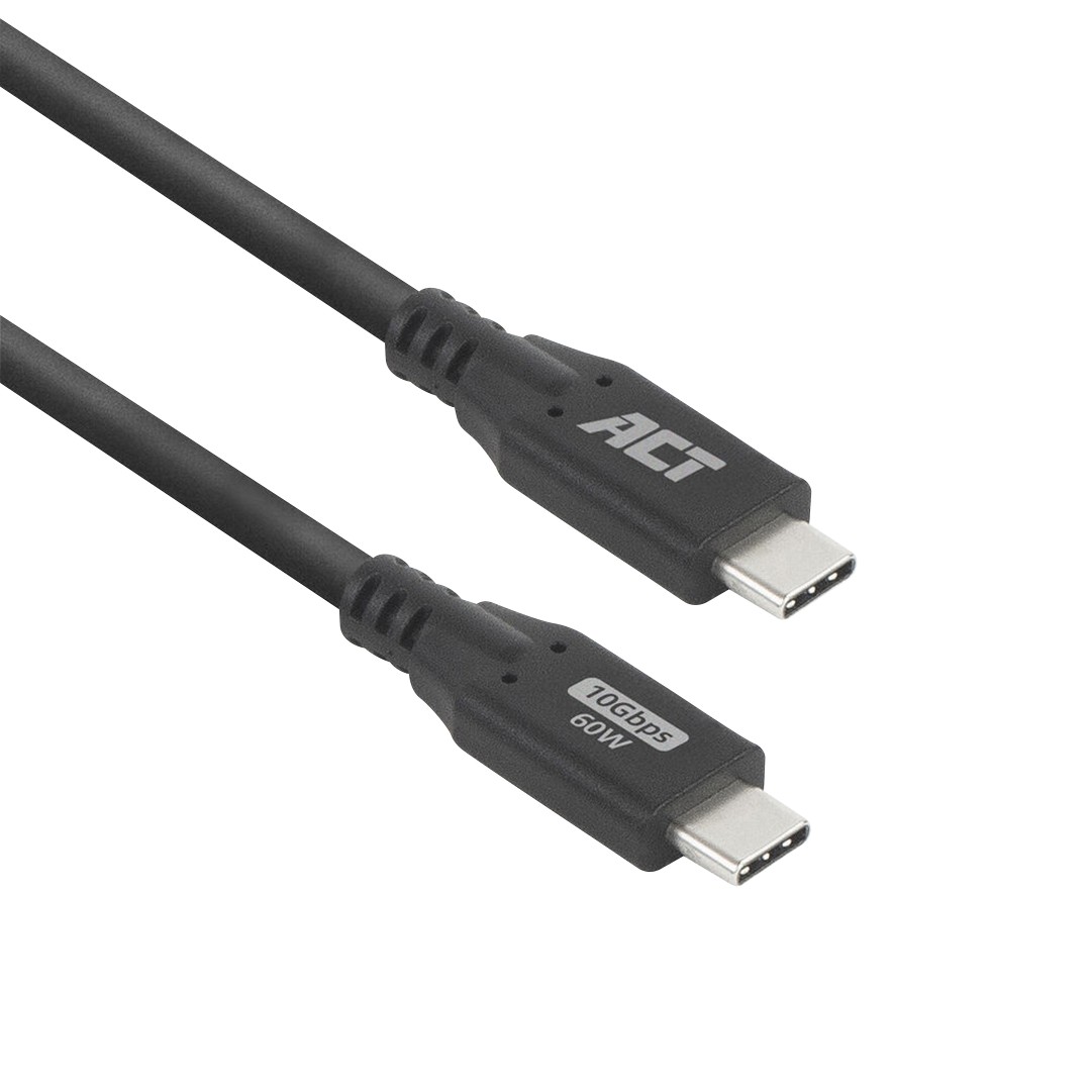ACT USB-C-Kabel 0,5 m USB3.0 10 Gbit/s 60 W Schwarz