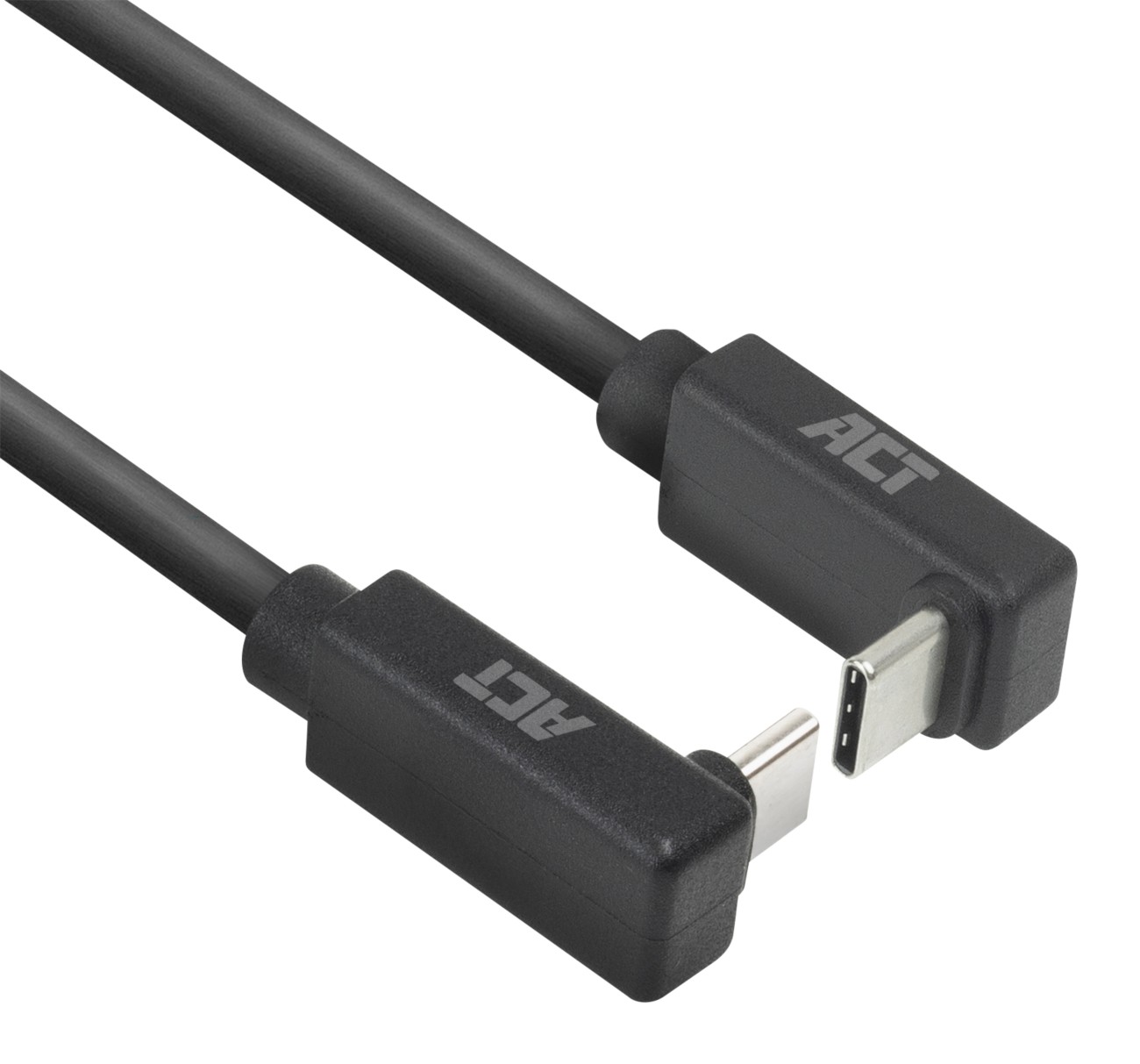 ACT USB-C-Kabel 2 m auf-/abgewinkelte Anschlüsse USB 3.0 10 Gbit/s 60 W Schwarz