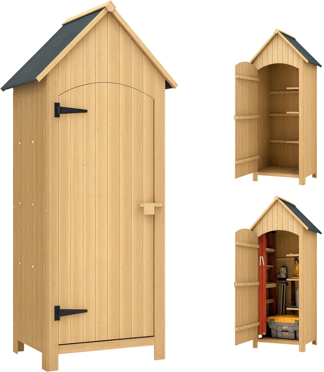 Outsunny Wooden Small Garden Shed With 3 Shelves And Tilt Roof - Image 7