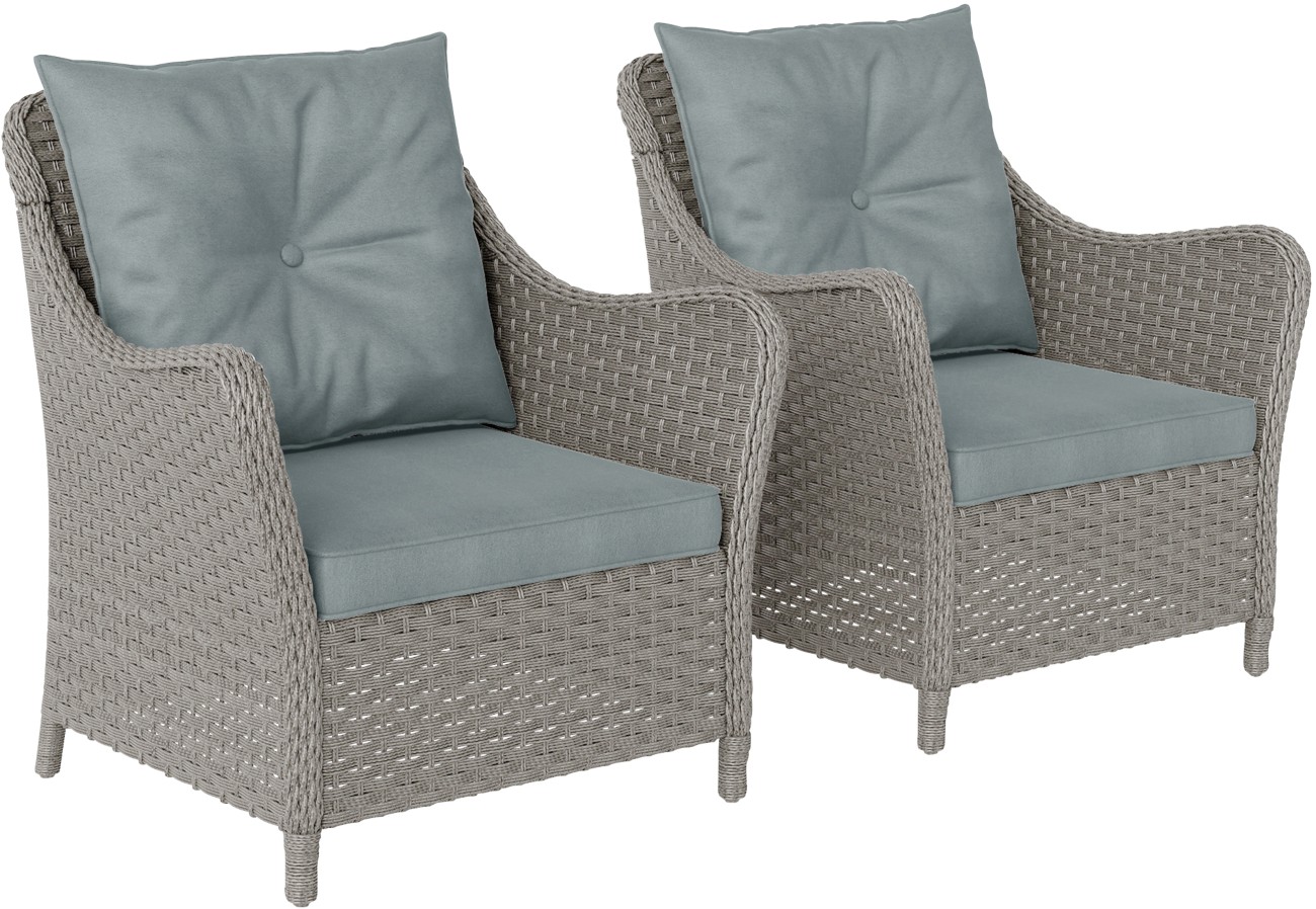 Outsunny Unisex Light Grey 2 Pieces Rattan Garden Chairs, Cushioned Rattan Chairs, | : Size 2 Pack - Image 3