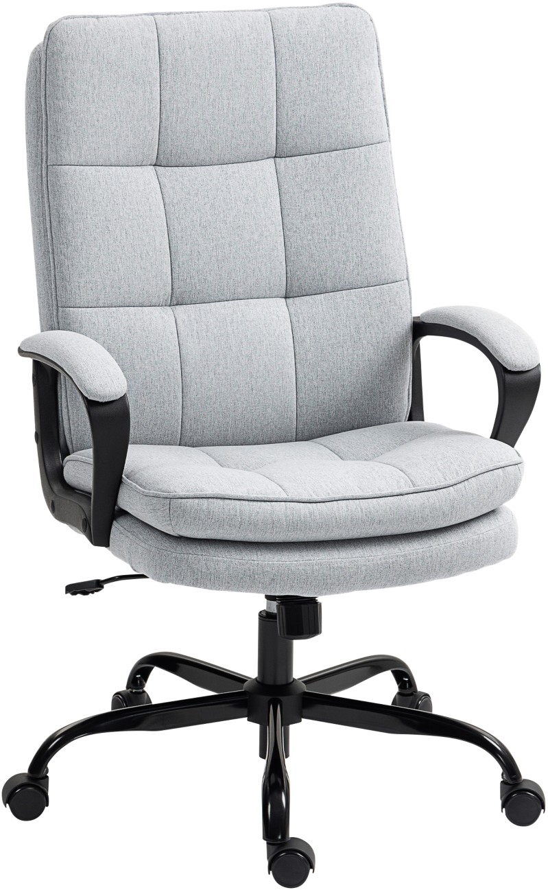 Fabric Office Chair Adjustable Swivel Desk Chair Light Grey Ergonomic - Image 8