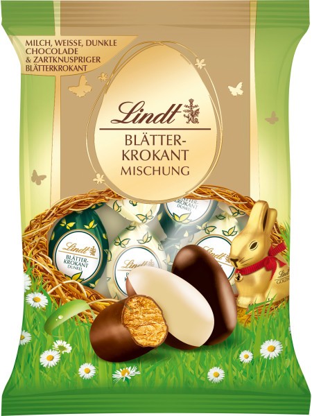 Lindt Blätterkrokant Schokolade Eier Gemischt 85 g