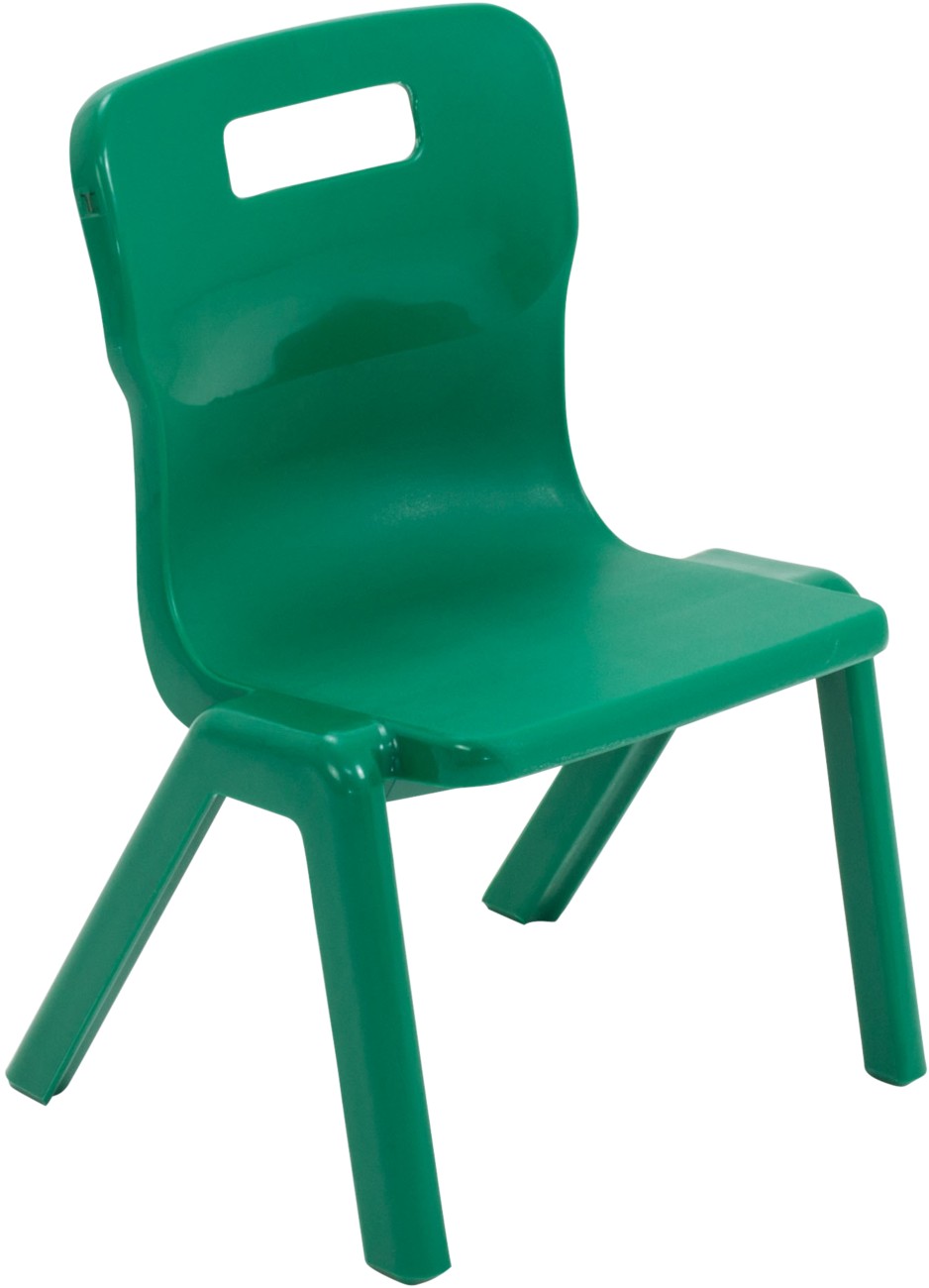 Titan One-Piece Chair Plastic Without Armrest Green T1-Gn 360 X 310 X 97 Mm 3-4 Years