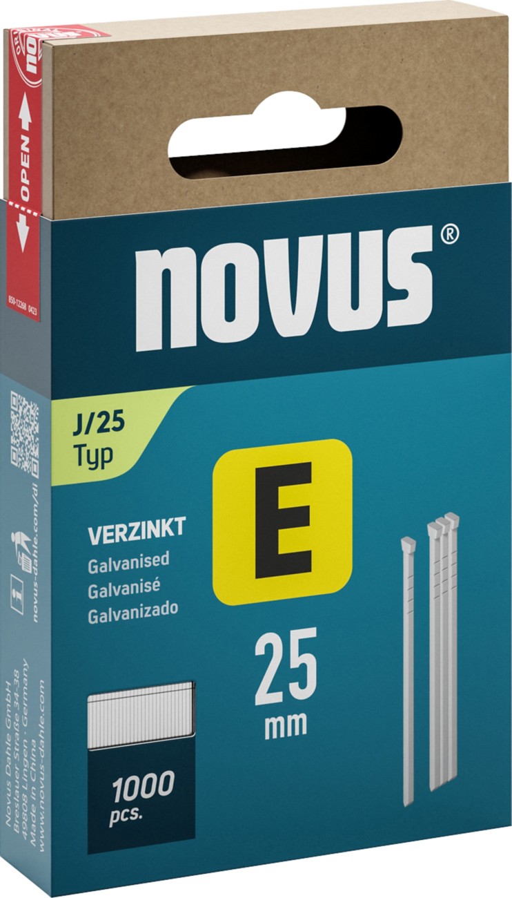Novus Nails 044-0091 Galvanised Wire Silver Grey Pack Of 1000