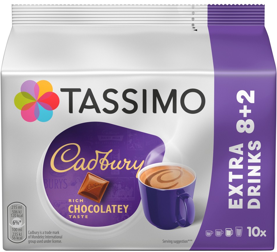 Tassimo Cadbury Hot Chocolate Pods Capsules Pack Of 10 Of 240 G