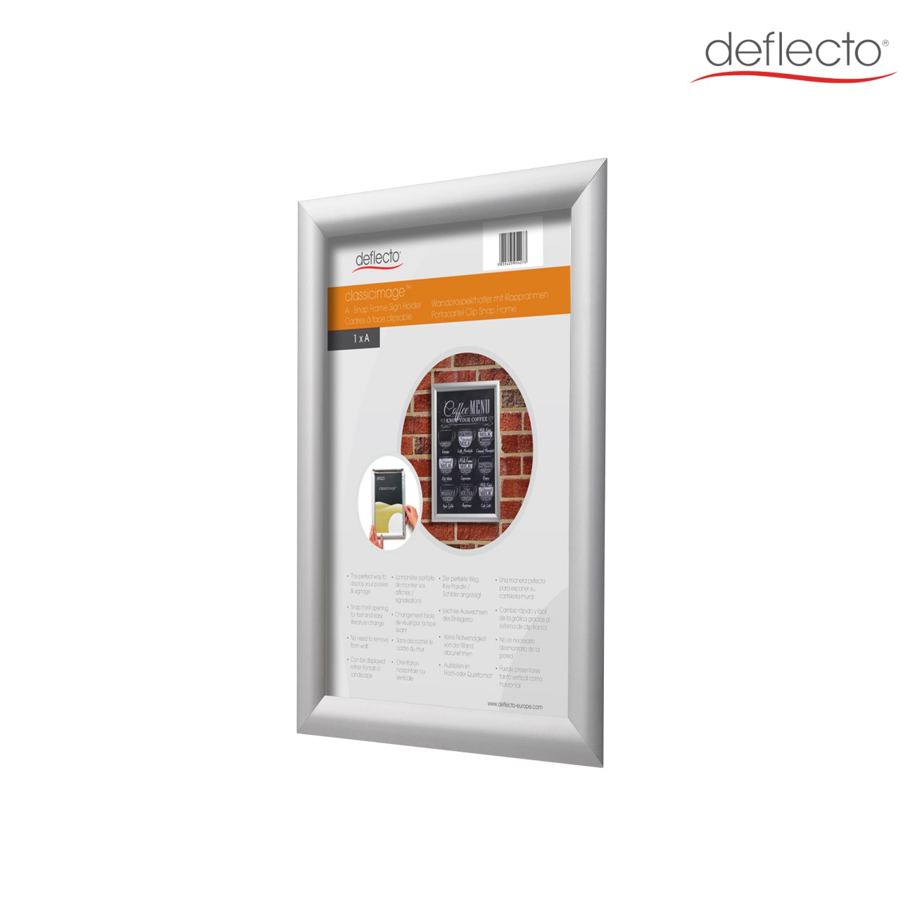 Deflecto A3 Literature Display Silver Aluminium Sfa3swp 32.7 (W) X 1.2 (D) X 45 (H) Cm