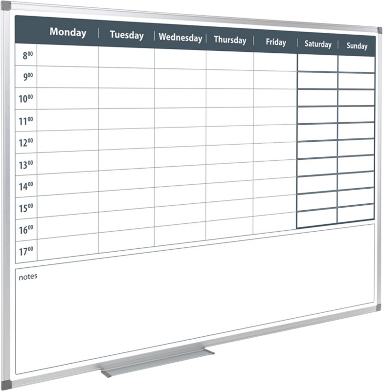 Wöchentlich Magnetisches Whiteboard Magnetisch Eckhalterungen 90 (B) x 60 (H) cm Metall Weiß