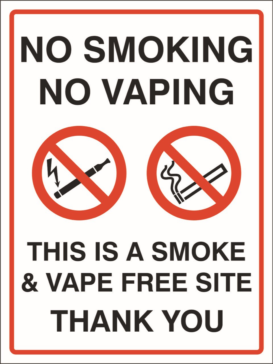 Stewart Superior Safety Sign No Smoking No Vaping Self-Adhesive Vinyl 0.1 X 20 Cm