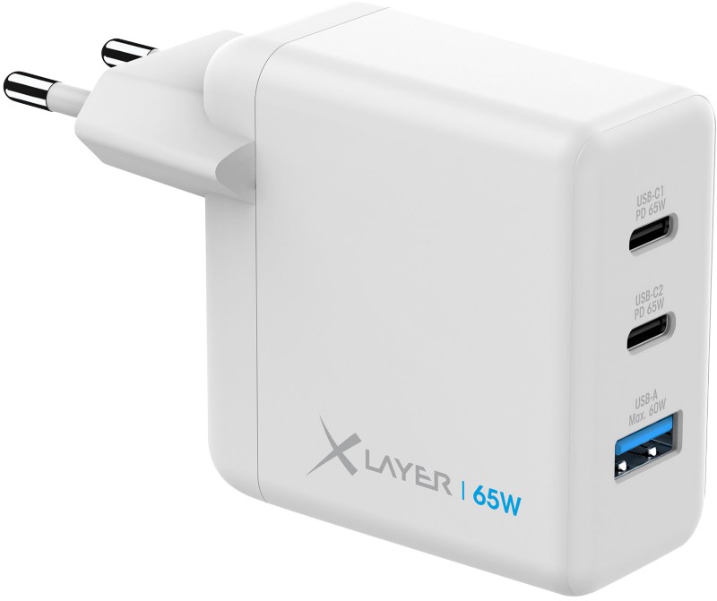 XLayer Ladegerät 65 W 2 x USB-C 65 W, 1 x USB-A 60 W Weiß