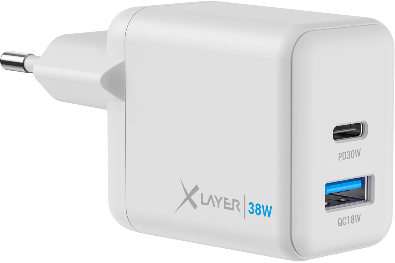 XLayer Ladegerät 38 W 1 x USB-C 30 W, 1 x USB-A QC 18 W Weiß
