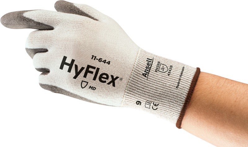 Thumbnail - Ansell HyFlex Mechanical Protection Mehrweg Handschuhe PU (Polyurethan) HPPE, Nylon, Spandex Größe 7 Grau, Weiß 12 Paar